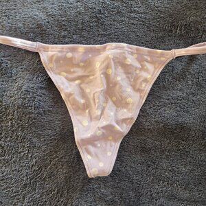 Victoria's Secret Pink! Light purple polka dot V-string panties Size XL